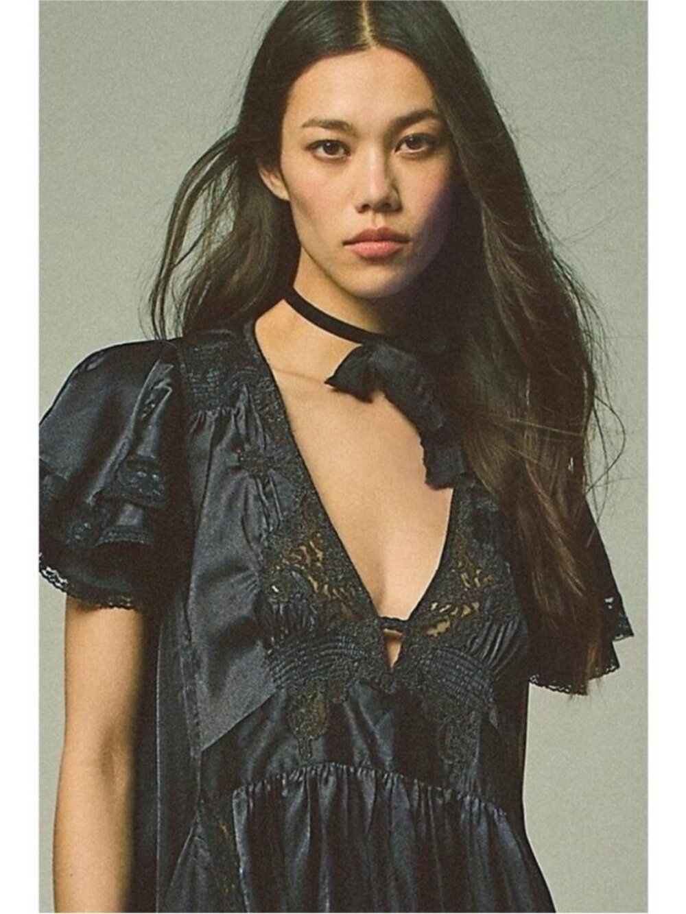 Free People Black High Standard Bow Choker Necklace